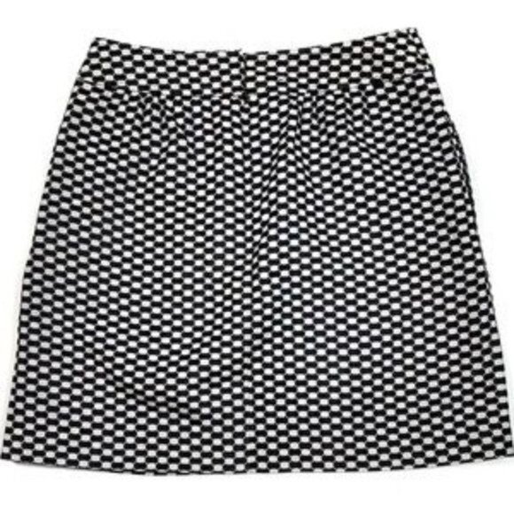 Banana Republic Factory Black and White Honeycomb Print A-Line Mini Skirt Size 6 - Picture 2 of 8